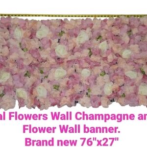 Romantic Pink and Champagne Floral Tapestry Wall Panel